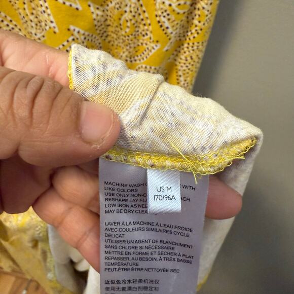 Maeve Size Medium V Neck Fete Midi Dress Handkerchief Hem Yellow Floral Summer - Picture 9 of 9